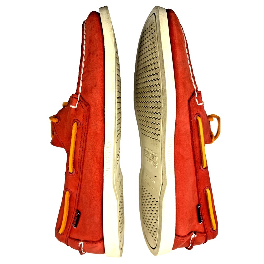 Sebago Docksiders Sz 10 Red Authentic Portland Ariprene Suede Leather Slip Resis - Picture 2 of 7